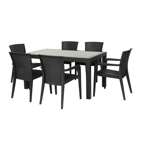 RAINBOW OUTDOOR Alberta 7-Piece Dining Set-Anthracite RBO-ALBERTA-ANT-7DA